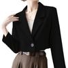 Women S Beige Short Loose Fit Casual Blazer Jacket