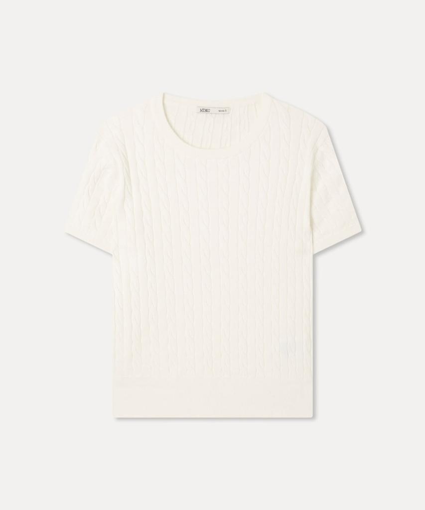 MIXXO [Essential] Cable Short Sleeve Pullover_Miwkag430T
