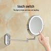 8-Inch Double-Sided LED Makeup Mirror: Wall-Mounted, Folding, Retractable, Lighted, Magnifying, Rechargeable Bathroom Vanity Mirror.