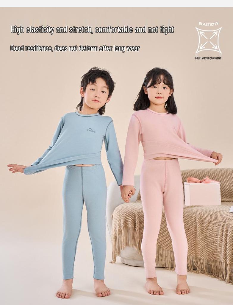 Детский дышащий антибактериальный кашемировый комплект нижнего белья на осень
