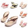 Fashion Summer Style Women Sandals High Heels Flip Flops Beach Leopard Print Platform Wedge Shoes