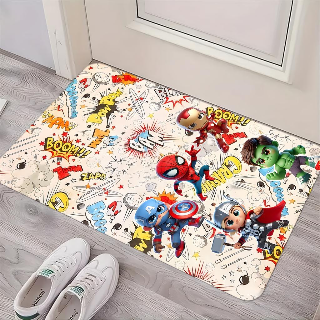 Marvel Printed Doormat with Spider-for Man, Captain America, Iron for Man, Thor, and Hulk Designs - Suitable for Living Room,