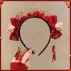 Pony Red Velvet Bow Hairband Cartoon Plush Hair Hoop Sweet New Year Headband  Photo Prop