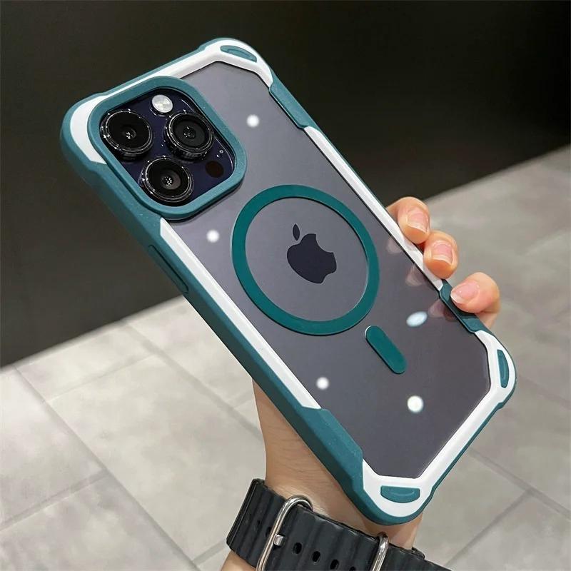 Роскошный прозрачный чехол для телефона Magsafe для iPhone 11, 12, 13, 14, 15 Pro Max Plus/Samsung S24, ультрамагнитный противоударный чехол-бампер с эффектом конфет