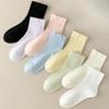 Female Spring and Summer Thin Pure Cotton Sweat Absorption Anti Pilling Pure Color Loose Boneless Tube Socks