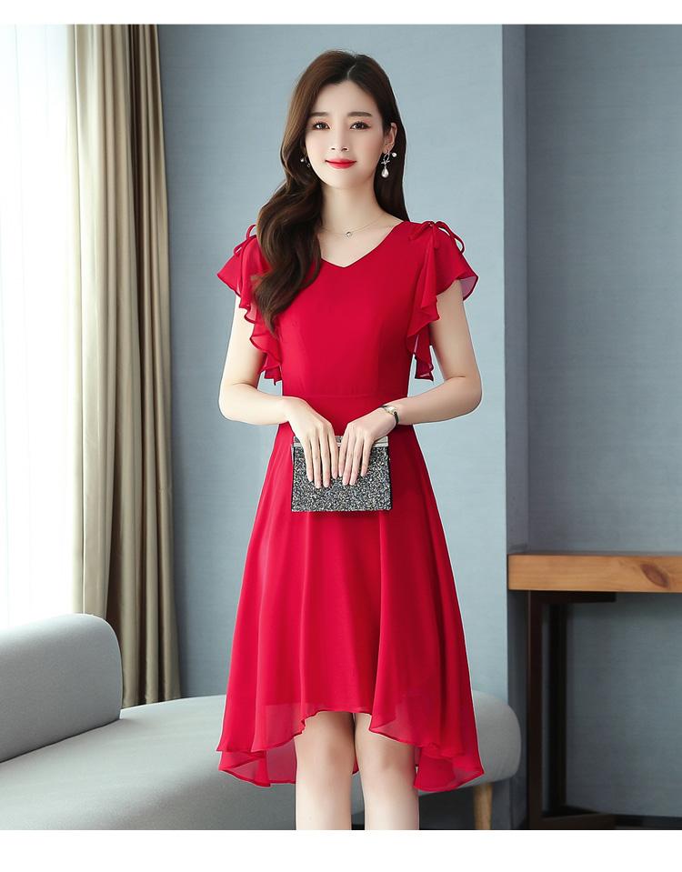 Hepburn style irregular slimming dress