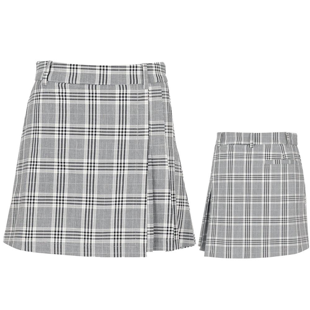 Kim Young Joo Golf Spring/Autumn Check Pleated Culotte Double-Layered Golf Skirt Doslsk20
