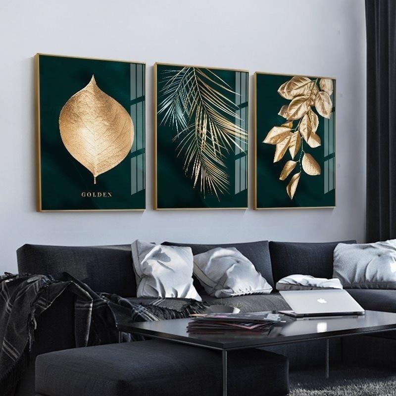 Canvas Poster Painting Nordic Decoration Golden Leaf Plants Print Wall Art Painting Decorative Pictures Wall Paintings for Living Room Home Decor