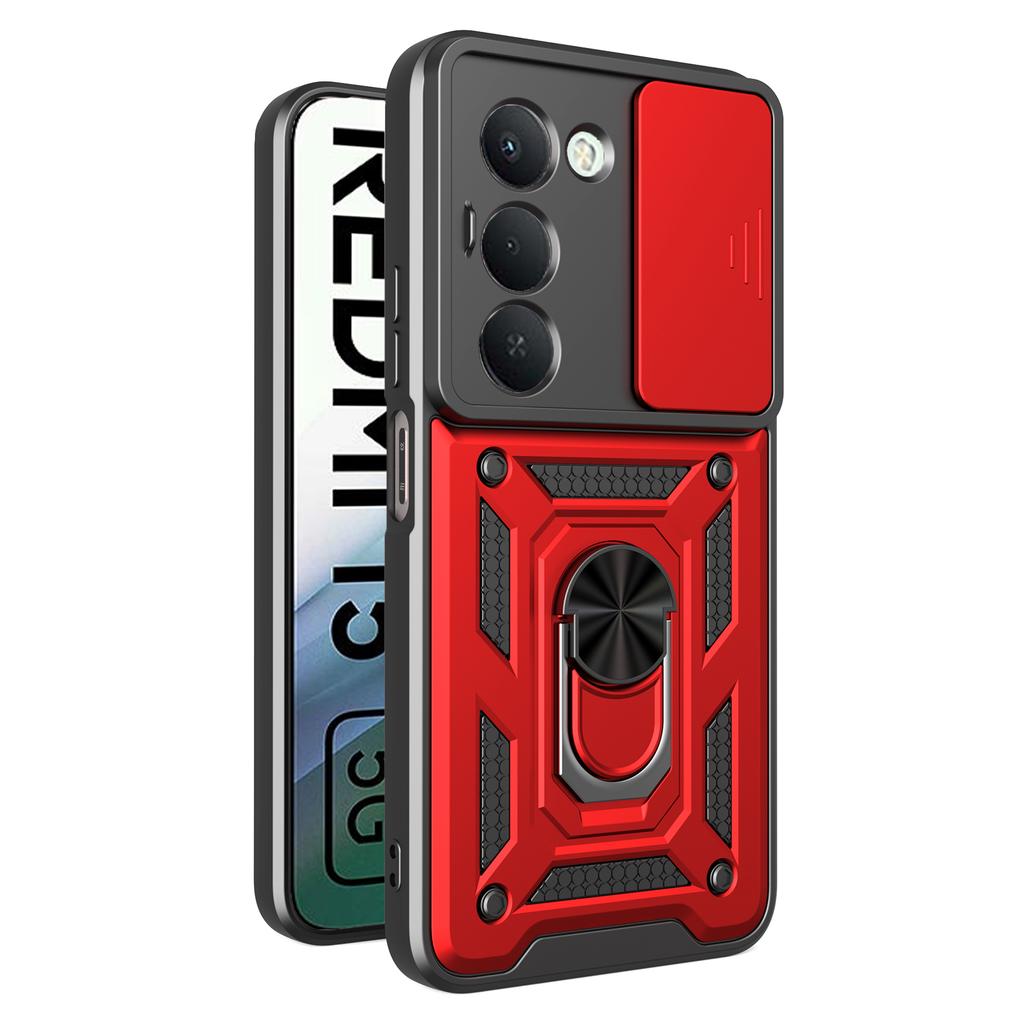 Для Xiaomi Redmi 15 5G (Глобальный) (169 мм) Чехол-подставка PC+TPU для телефона с выдвижной шторкой для камеры - Синий