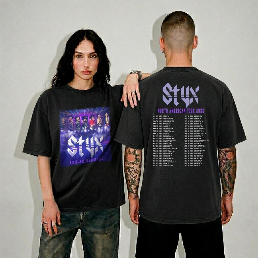 Styx North American Tour 2026, Classic Rock Band Concert Tour Reprint T-Shirt