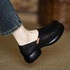 British Style Fashion Thick-soled Round Head Small Leather Shoes Women's Casual Loafers Thick Heel Soft Leather Not Tired Feet Lazy Single Shoes