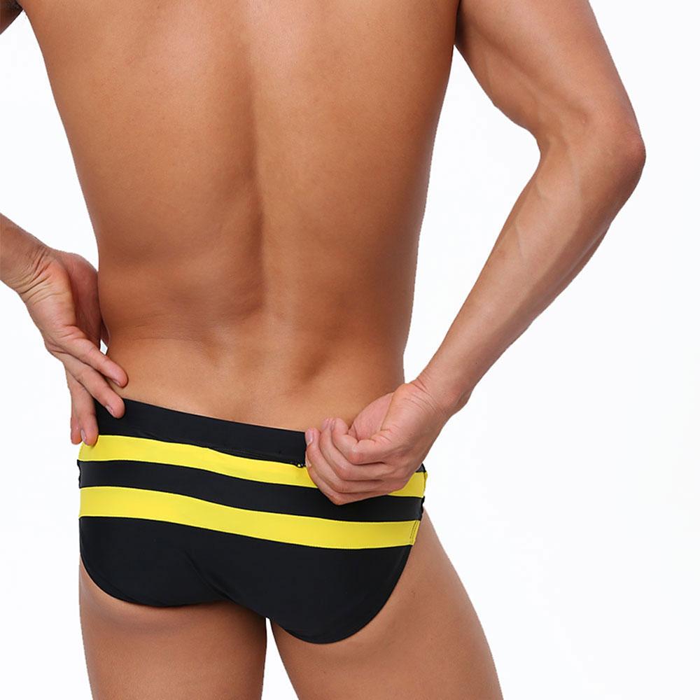 UXH Brand Men SwimBriefs Low Waist Zipper Can Open Swimwear Beach Wear Tanning Surfing
