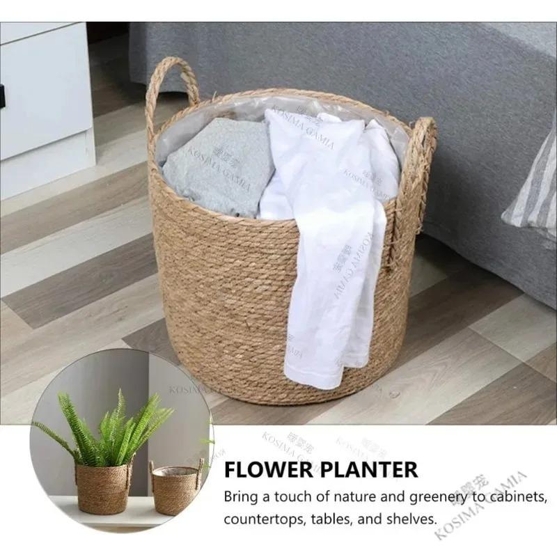 Nordic Extra Large Straw Woven Flower Pot for Green Plants Seaweed Storage Basket Handmade Floor Indoor Decorative Planter