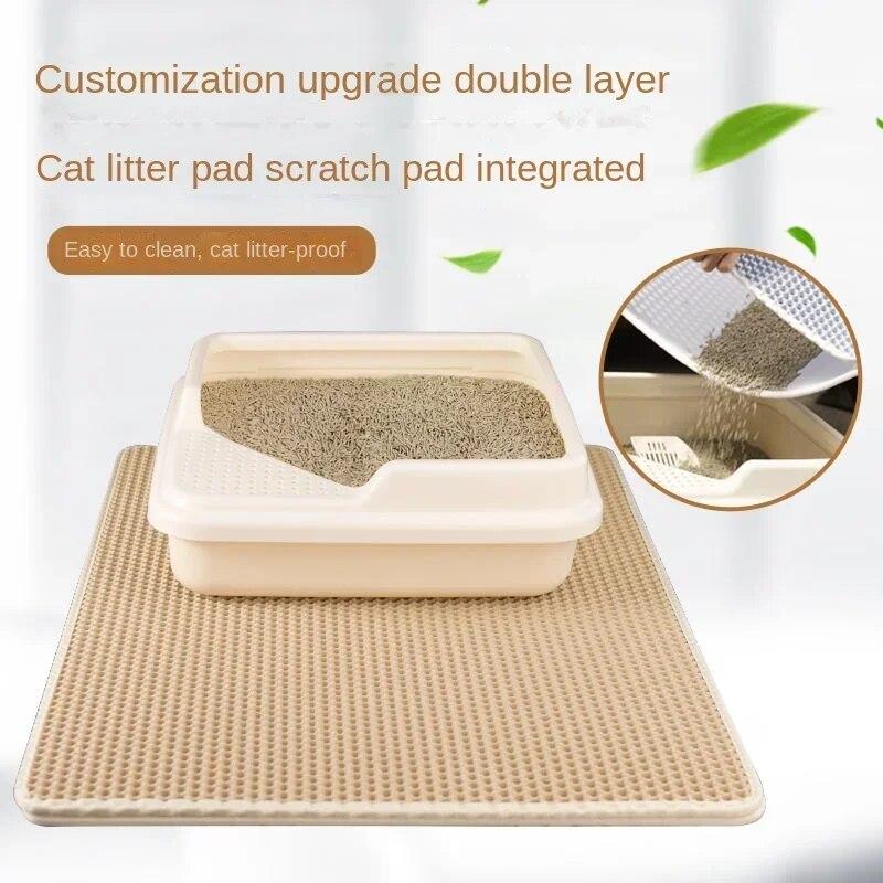 2025 Cat Litter Mat Double Layer Waterproof Urine Proof Trapping Mat Easy To Clean Non-Slip Toilet Pad Cat Scratch Pad Large Foot Pad