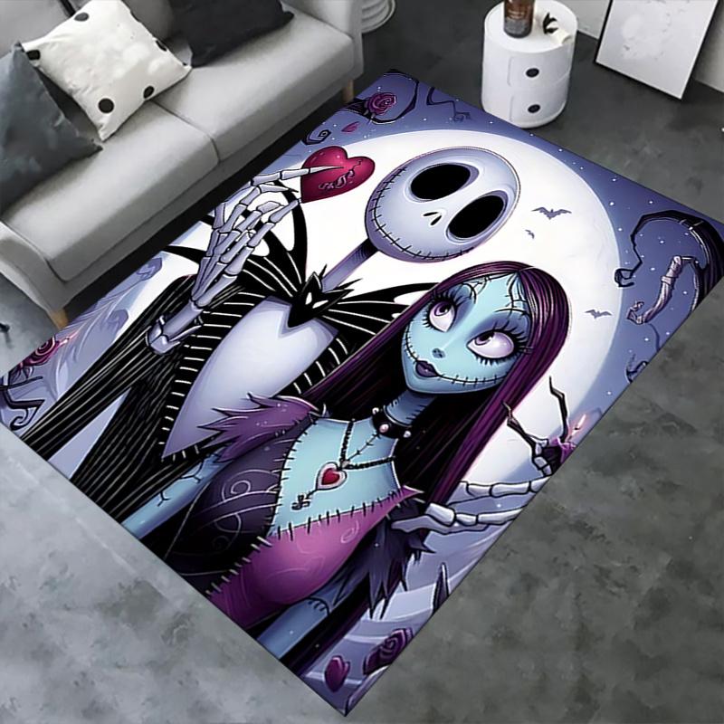 Office Rug Jack Skellington, Sally theme 3D Printed Anti-Slip Rug-Machine Washable for Living Room