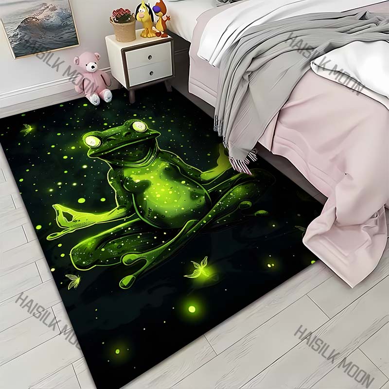 Meditating Frog Print Carpet for Living Room Bedroom Bedside Floor Mat Cloakroom Kids Activity Area Rugs Fast Shipping