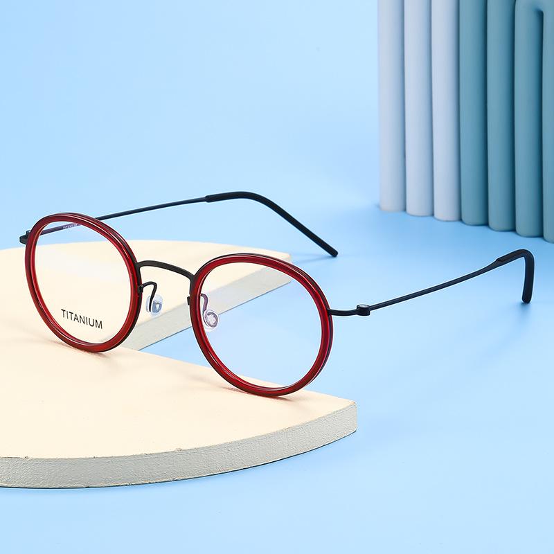 Linde 5805 Овальные Титановые и Ацетатные Модные Очки для Женщин и Мужчин - Ретро Деловой Стиль