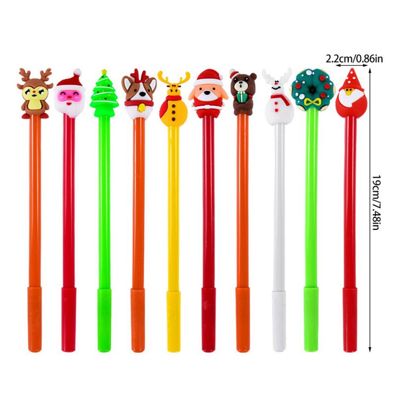 10/20Pcs Cartoon Christmas Pens Gel Ink Roller Ball Pen 2025 New Year Kids Gift Birthday Party Favors School Stationary Prize