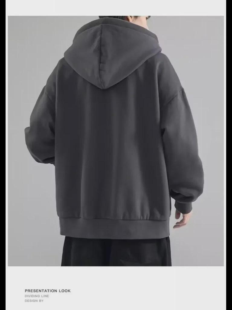 Мужская свободная толстовка с капюшоном - спортивная куртка-кардиган на молнии на весну/осень