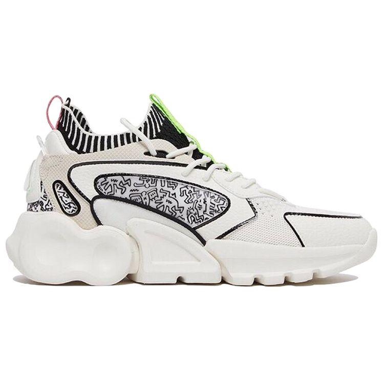 Anta Keith Haring X  Wormhole X-Factor Cushioning Non-Slip Wear-Resistant Mid-Top Running Shoes Men Running Shoes White Black 112038801-4