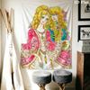 Versailles Rose Love Wall Tapestry Aesthetic Wall Hanging Printed Fabric Blanket Decorative Tapestries for Bedroom Living Room Home Decor