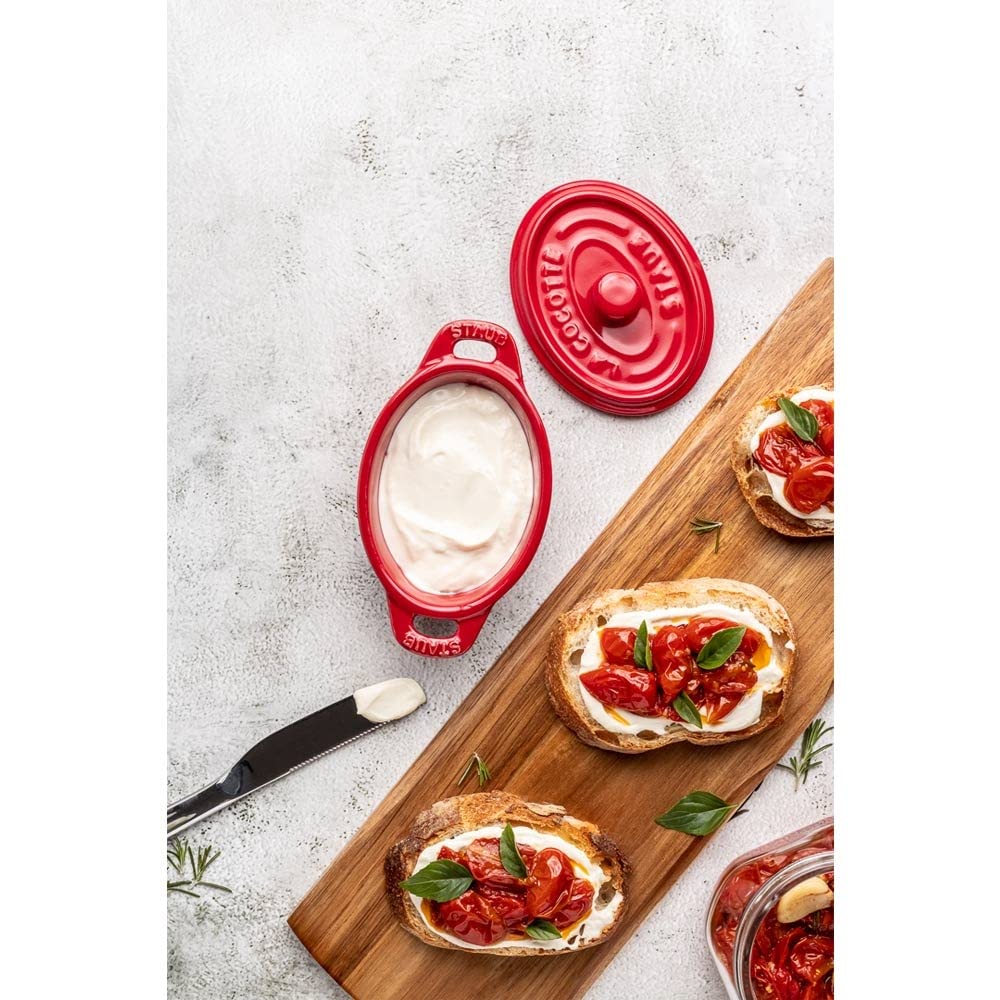 Staub Мини-кокот овальный Вишневый 11 см Термостойкий контейнер для хранения Безопасен для микроволновой печи [Официальный японский ритейлер] Керамический кокот овальный 40511-086