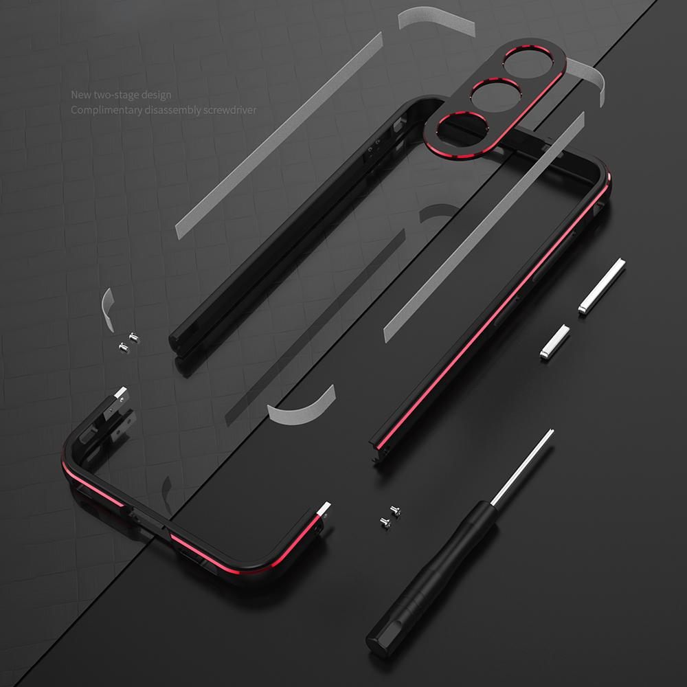 Бампер для Samsung Galaxy S24+ Металлическая рамка Конструкция без задней панели Чехол для телефона с защитой объектива камеры