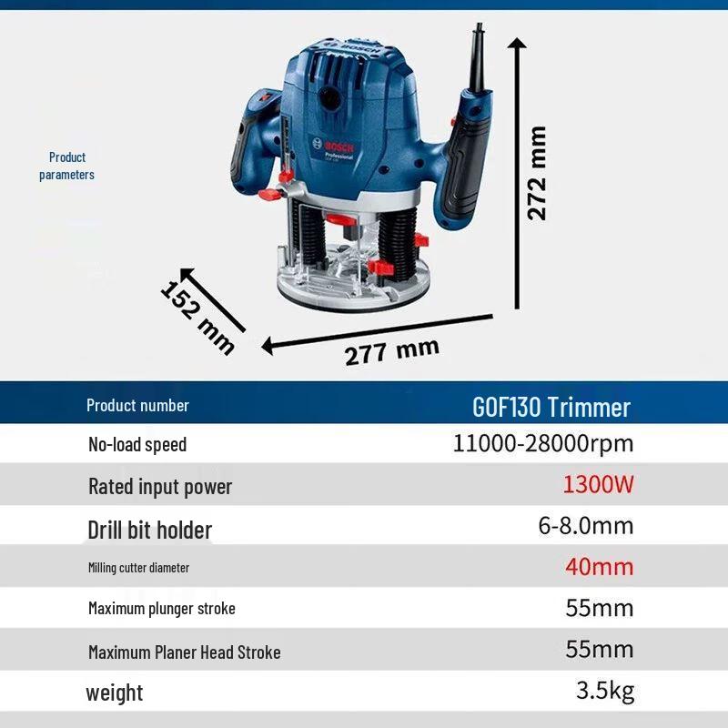 Bosch GOF130 Wood Router and Trimmer CN plug (adapter included)