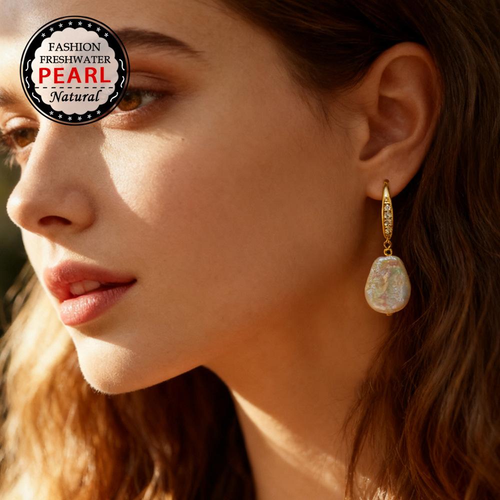 Серьги SENIKO с натуральным пресноводным большим жемчугом в стиле барокко, модные серьги-капли с кубическим цирконием и жемчугом для женщин, вечерние ювелирные изделия