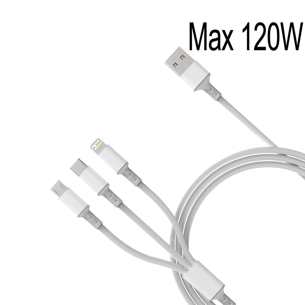 1.2m/3 in 1 USB charging cable USB cable For Iphone 14-8 series Samsung Huawei Xiaomi Multi Port Multiple