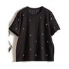 2025 Han Dongdaemun New Design Sewing Color Beaded Round Neck Cotton Short-Sleeved T-shirt Young Adult New Summer Tops