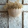Decorative Scalloped Wicker Wall Basket Space Saving Natural Rattan Hanging Storage Organizer for Home Decoration