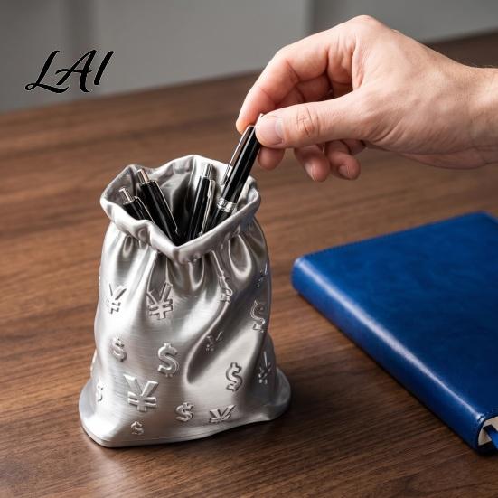 Desktop Organization Tools Money Bag Pen Holder Creative 3D Printed Desk Organizer with Holder for Student Cash Symbol Design Large Capacity