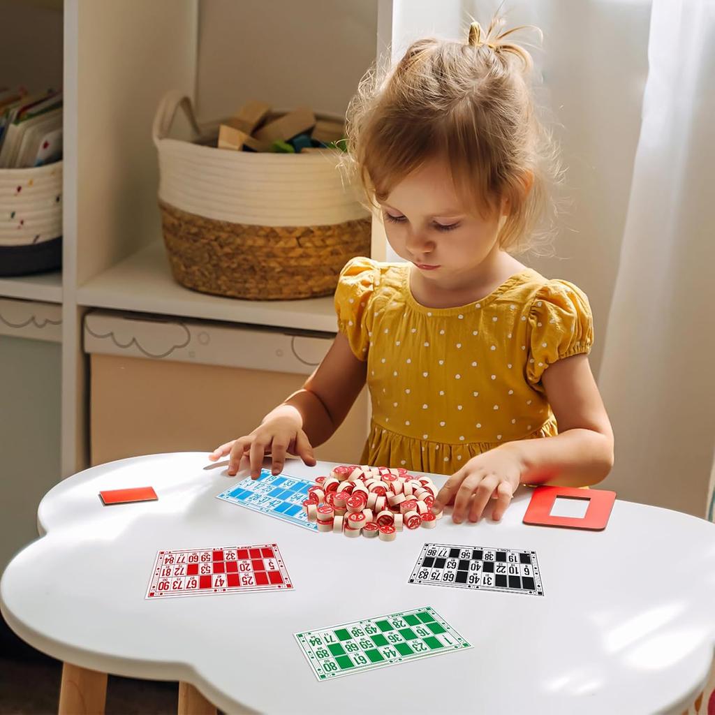 Русское лото Настольные игры Семейный набор для игры в бинго из 48 карточек для бинго и 90 деревянных фишек, Отлично подходит для взрослых, детей, семейного игрового вечера, Хэллоуина,