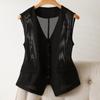 Breathable and Comfortable V-neck Mesh Vest, Short Sleeveless Jacket for Women's Summer Fashion