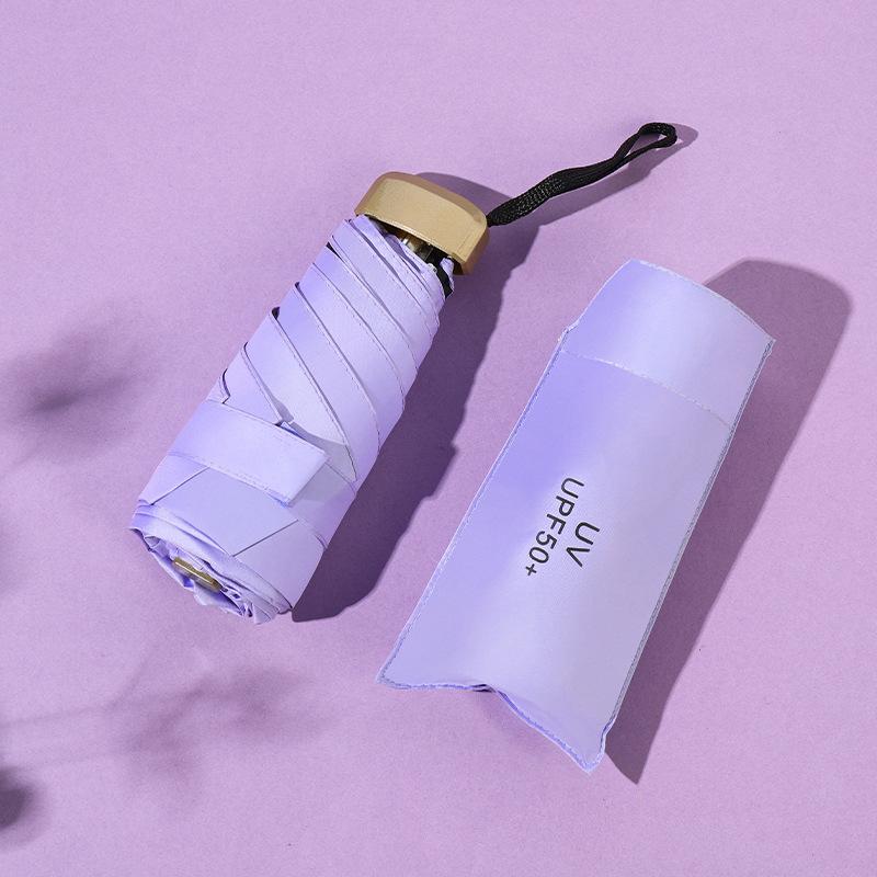 Mini Sun Umbrella Small Pocket Rain Travel Umbrella Vinyl Folding Umbrella UV Protection Sun Shade Pocket Parasol Capsule
