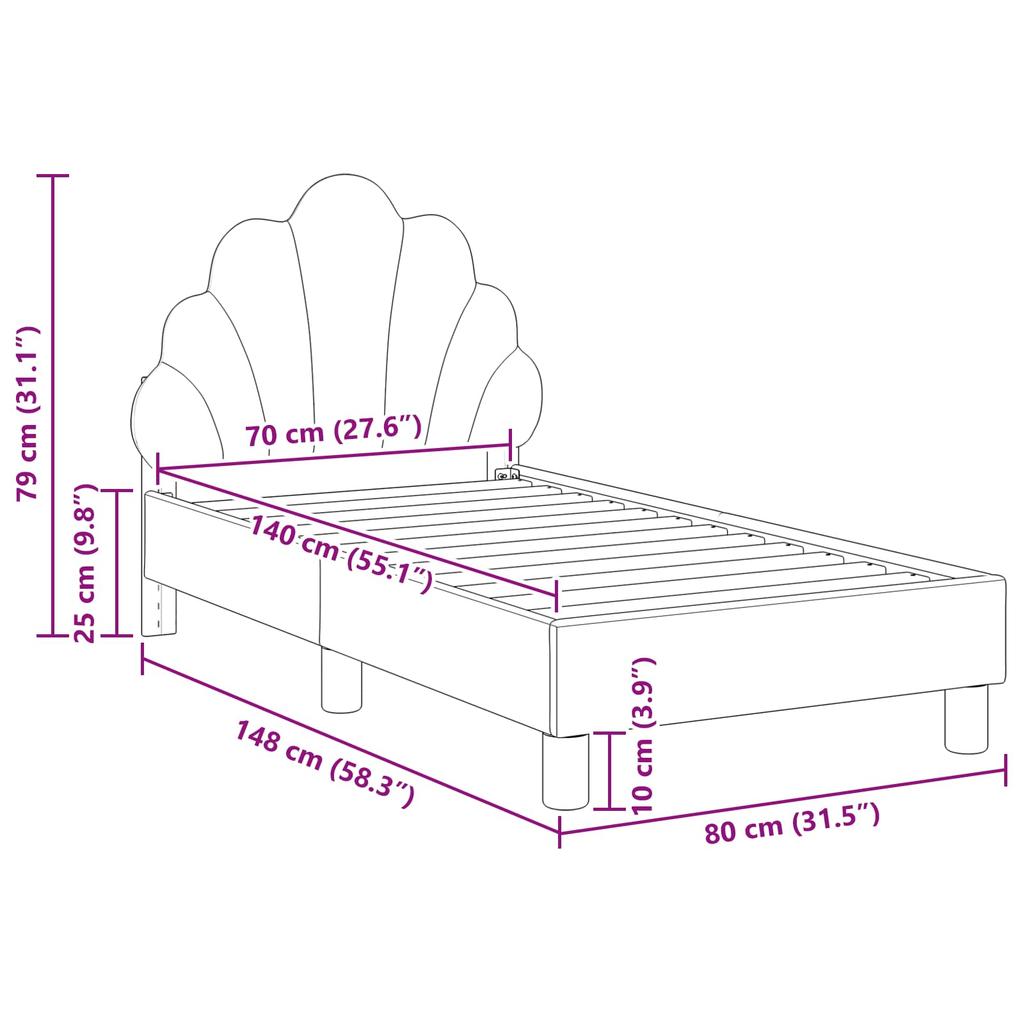 Children s Bed Frame with Headboard Pink 70 x 140 cm Velvet