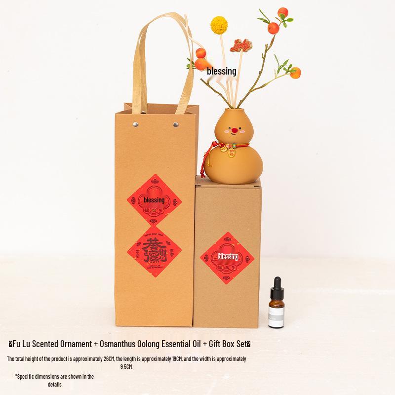 A'ying New Year Gourd Aroma Diffuser with Flower Sticks for Home and Office