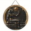 1pc 2d Flat Wood Vintage Egyptian Round Wooden Sign - 20cm Egyptian Mysterious Theme Sign Suitable for Home, Cafe, Apartment, Etc. - Festival, Lover