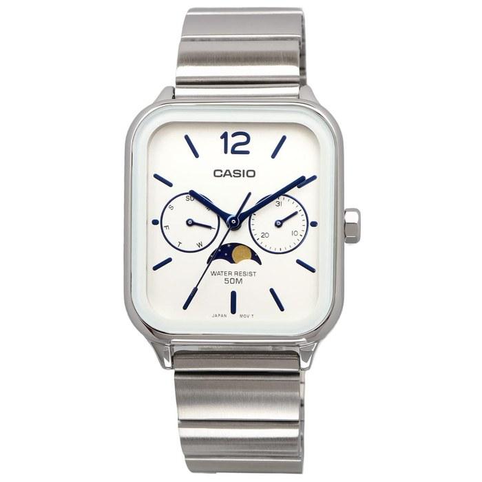 Casio Standard Moon Phase Analog Men's Watch MTP-M305D-7AV (Silver Metal Band)