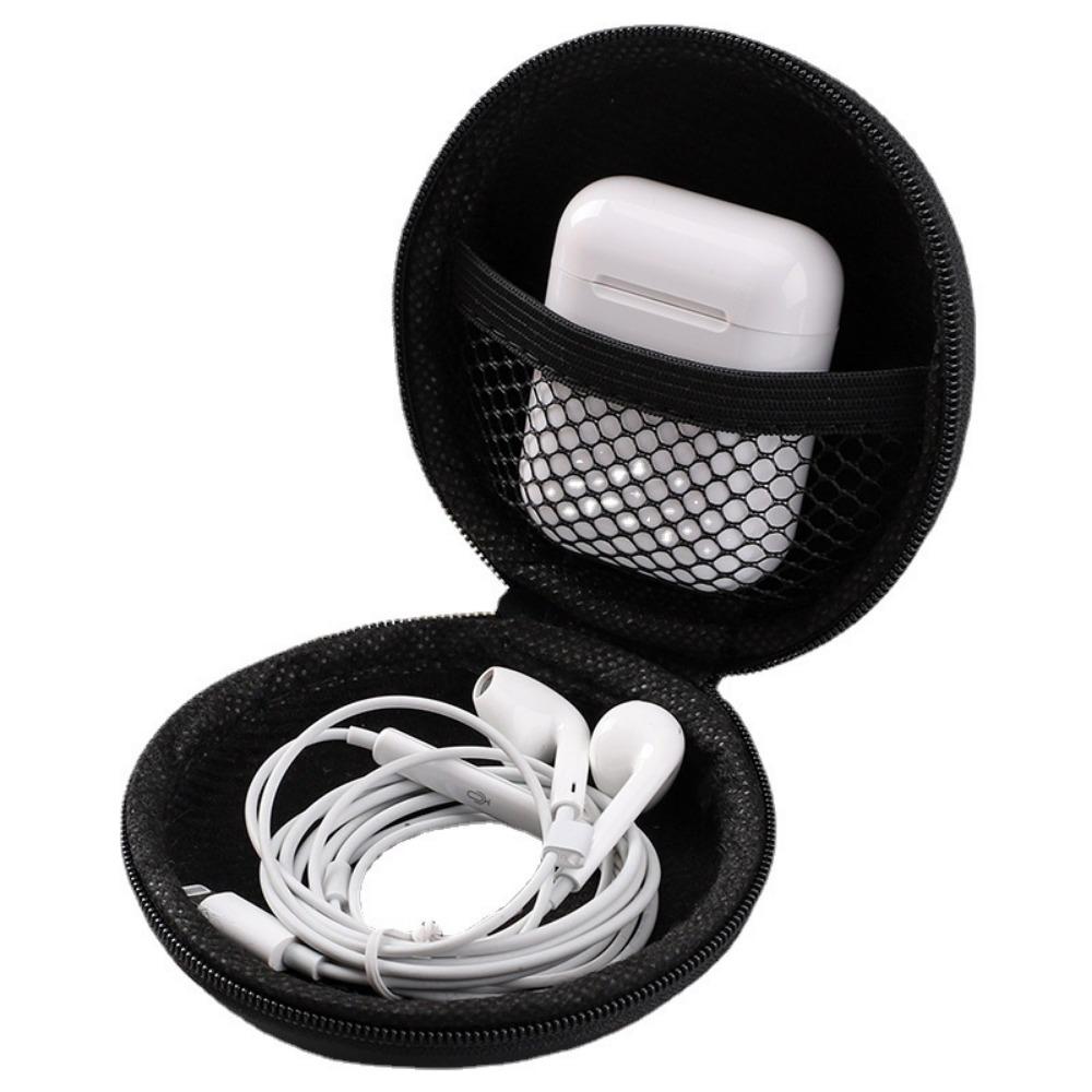 Headphone Organizer Bag for Phone Line Wireless Headphone Bag Eva Data Cable Organizer Bag Bluetooth Headphone Box Round Zipper Bag