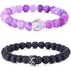 UEUC King&Queen Crown Distance Couple Bracelets His and Her Friendship 8mm Beads Bracelet
