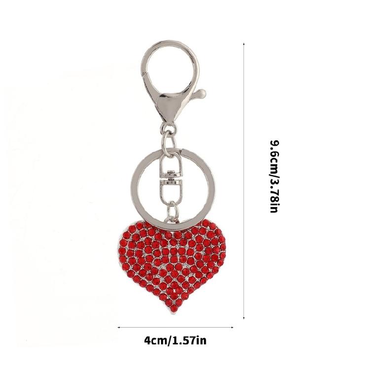 Stylish Heart Keychain Rhinestones Highlighted Charm Corrosion Resistant Key Chain for Keys or Bag Decoration