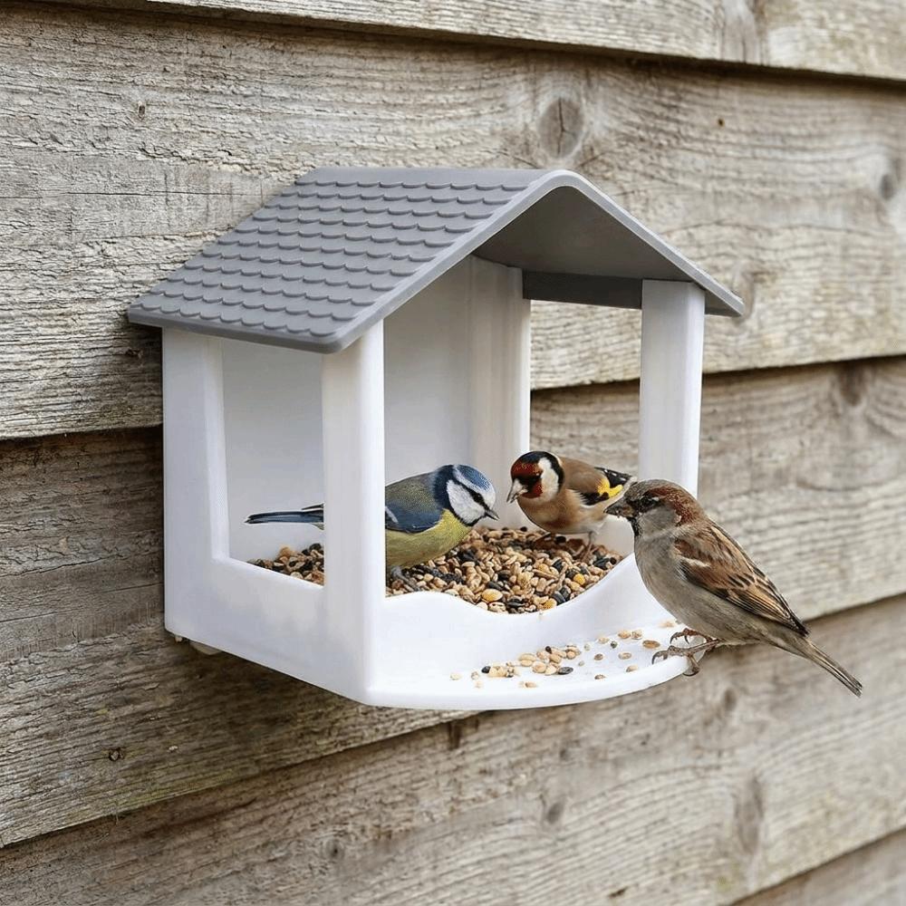 Waterproof Wall Hanging Bird Feeder House Shape Rainproof Wild Bird Feeder Large Capacity Plastic Bird Feeder House Window