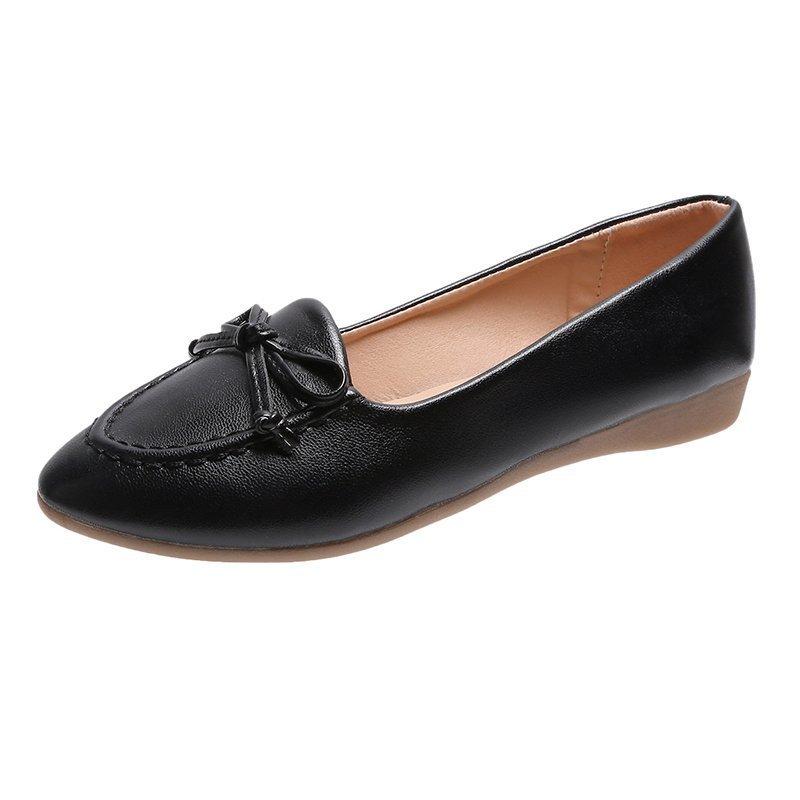 Весна и осень Новые женские туфли с заостренным носком и неглубоким носком на плоской подошве, однотонные повседневные туфли без застежек, туфли-лоферы на мягкой подошве