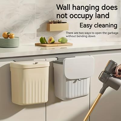 1 шт. Мусорное ведро большой вместимости настенное - Легкая установка, Компактный дизайн для кухни и ванной комнаты - Пластиковое, Мусорное ведро с открытым верхом и задним крюком