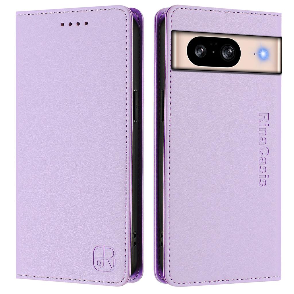 For Google Pixel 8 Leather Case RINACASIS RC01 Phone Cover with RFID Blocking Wallet Stand