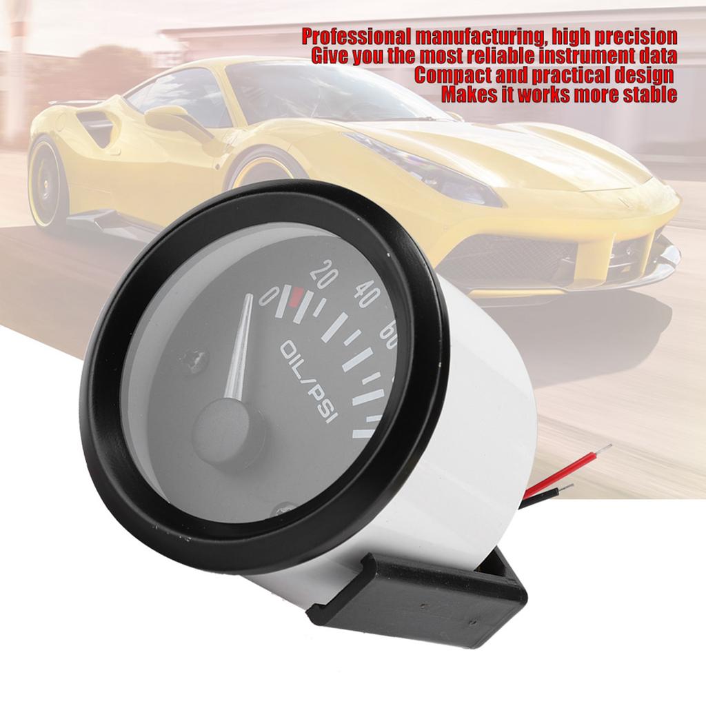 52mm 2in 12V Universal Car Electromagnetic Oil Pressure Gauge Indicator Auto Modified Meter
