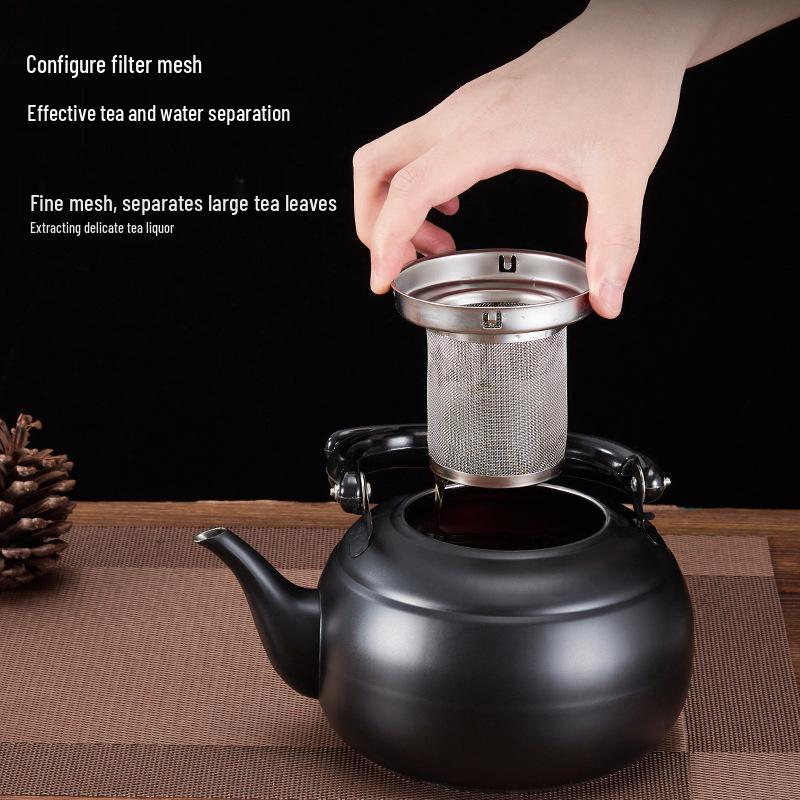 Утолщенный черный классический чайник из нержавеющей стали для ресторана и отеля, подходит для индукционных плит, маленький чайник для чайной церемонии.