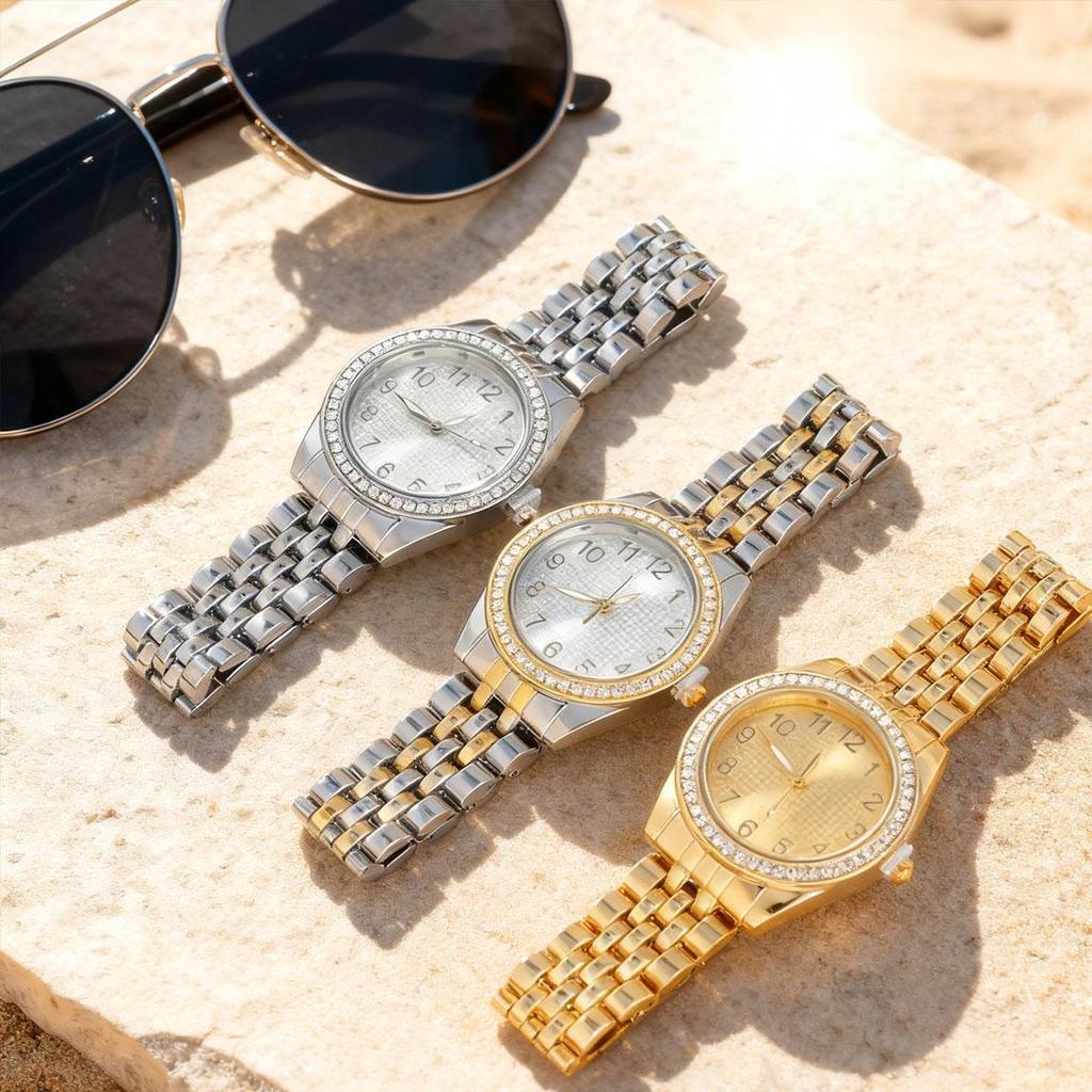 Супер Горячие Продажи Роскошные Женские Часы Кварцевые Золотые из Нержавеющей Стали Маленький Циферблат Римские Цифры Золотой Шарм Платье Модные Часы